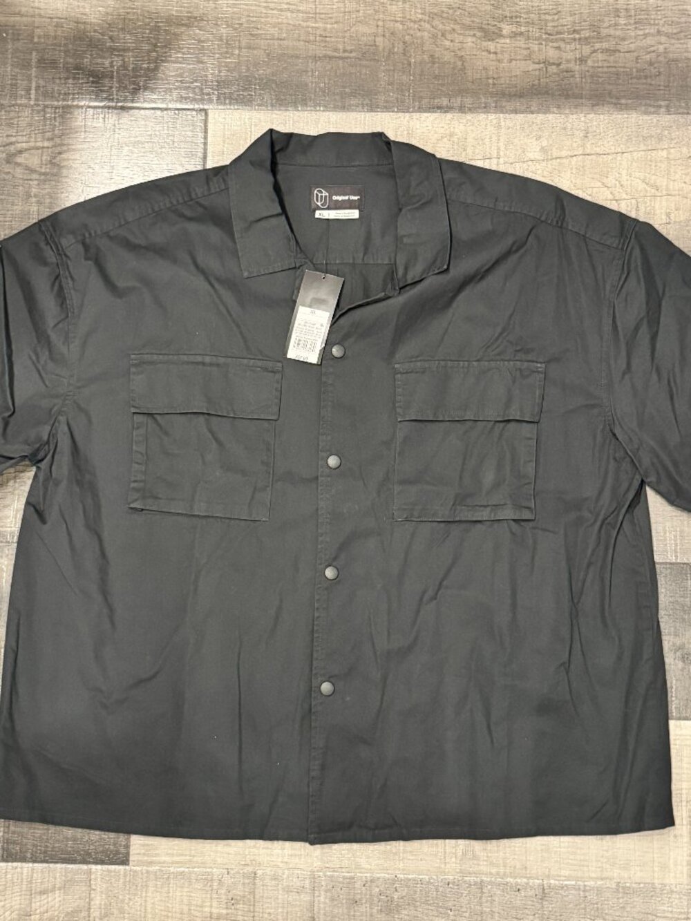 Original Use Camp Collar Boxy Fit Button Up Shirt Black Size XL New with Tags